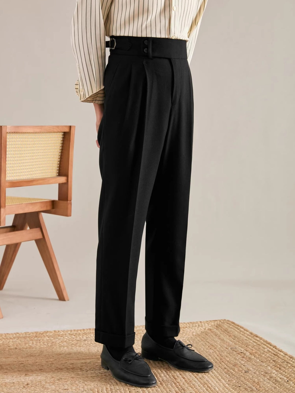 Old Money Straight Leg Italian Drape Trousers