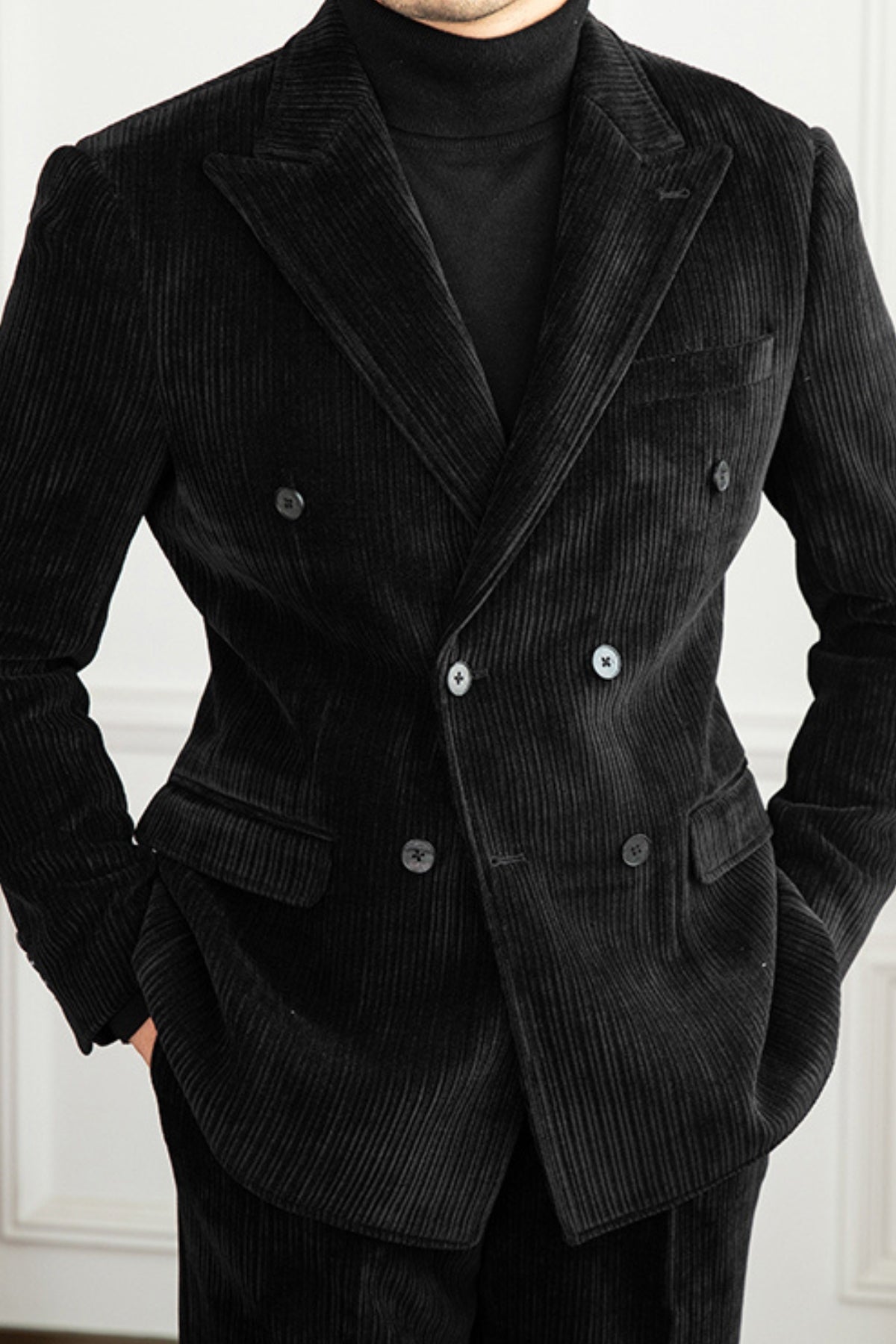Old Money Winter Corduroy Slim-Fit Suit