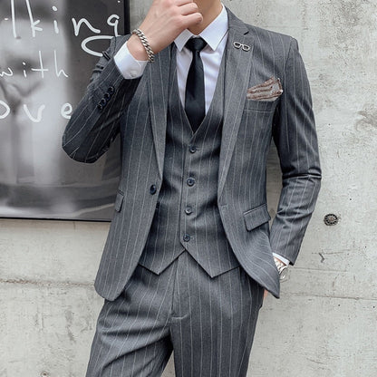 Old Money Classic Three-Piece Business Suit