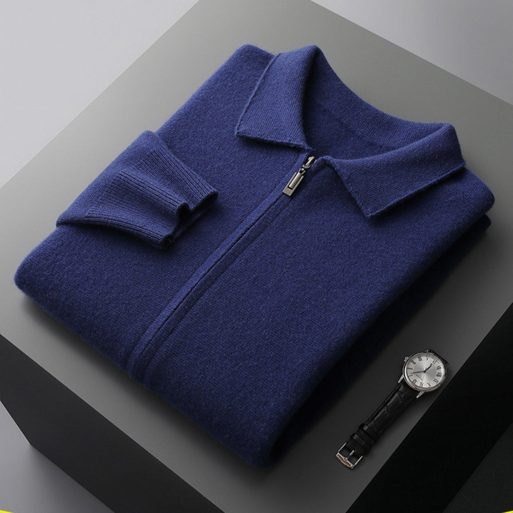 Old Money Woolen Cashmere Lapel Collar Cardigan