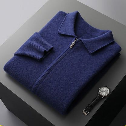 Old Money Woolen Cashmere Lapel Collar Cardigan