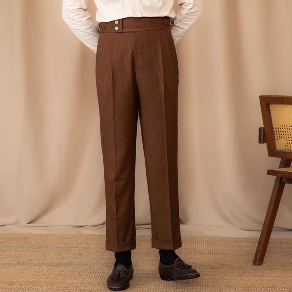 Old Money Adjustable Buckle High Waist Straight Suit Pants