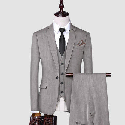 Old Money Classic Three-Piece Business Suit