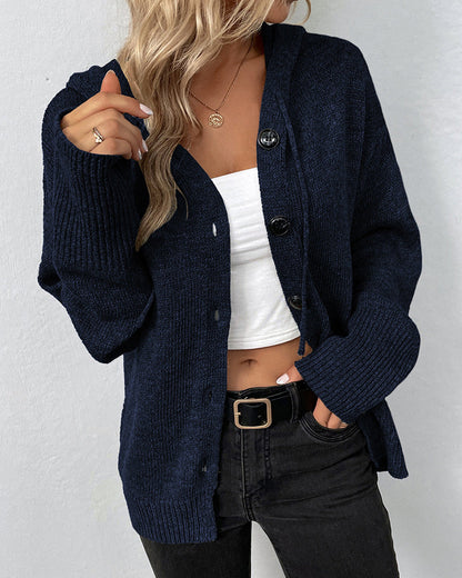Lace-up hooded cardigan
