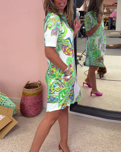 ARIA PRINTED SHIFT DRESS