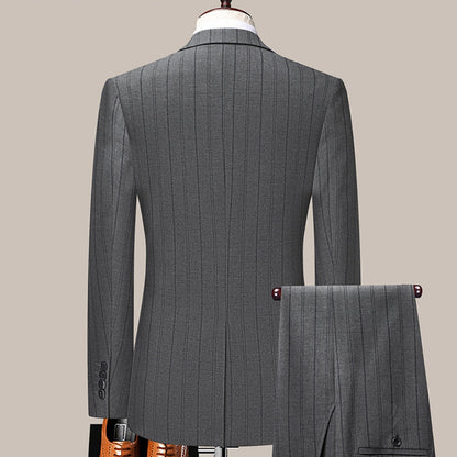 Old Money Italian Style Slim Fit Striped Two-Piece Suit