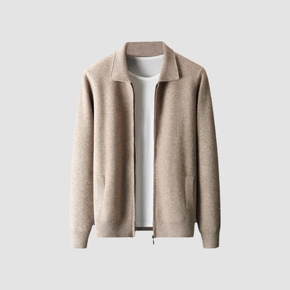 Old Money Woolen Cashmere Lapel Collar Cardigan
