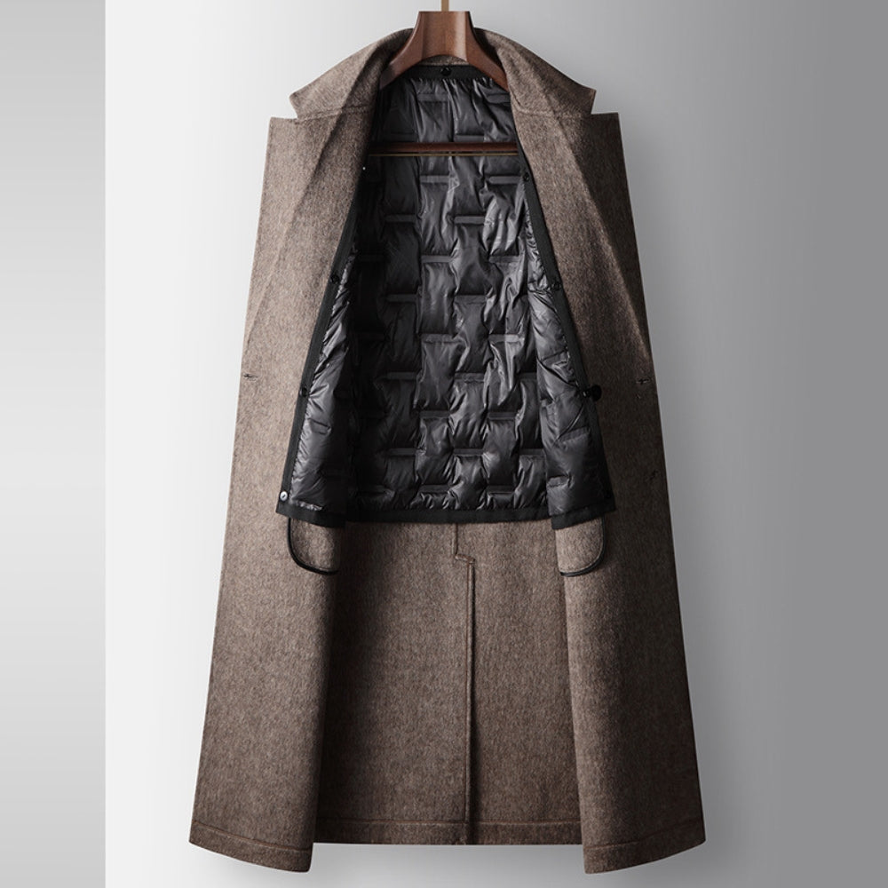 Old Money Double-Breasted Knee-Length Woolen Coat