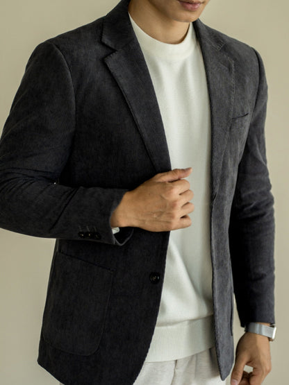 Old Money Corduroy Slim Fit Casual Suit Jacket