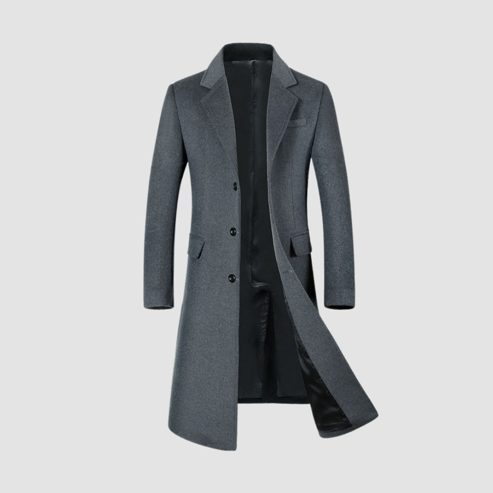 Old Money Knee-Length Suit Collar Thickened Woolen Coat