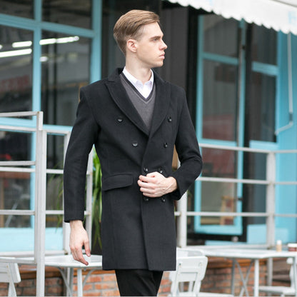 Old Money Mid-Length Double-Breasted Woolen Coat