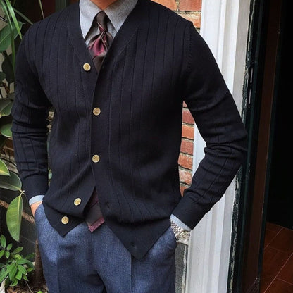 Old Money V-Neck Knitted Cardigan