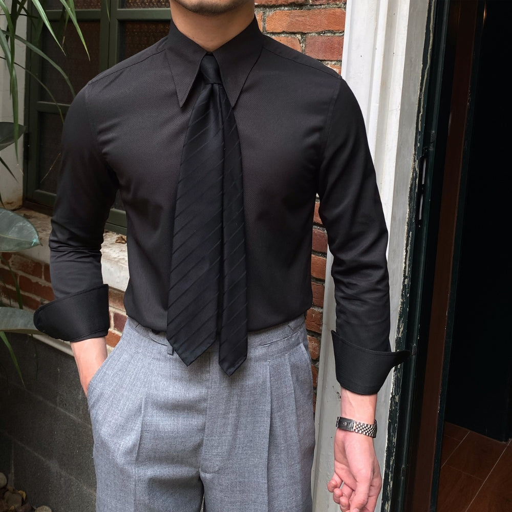 Old Money Large Pointed Casual Slim-Fit Shirt