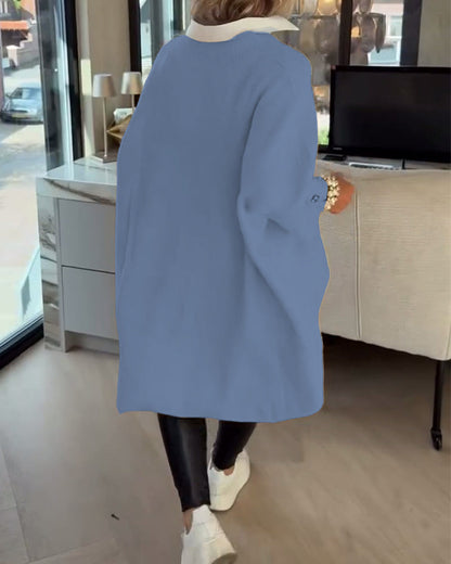 V-Neck Buttoned Asymmetrical Jumper