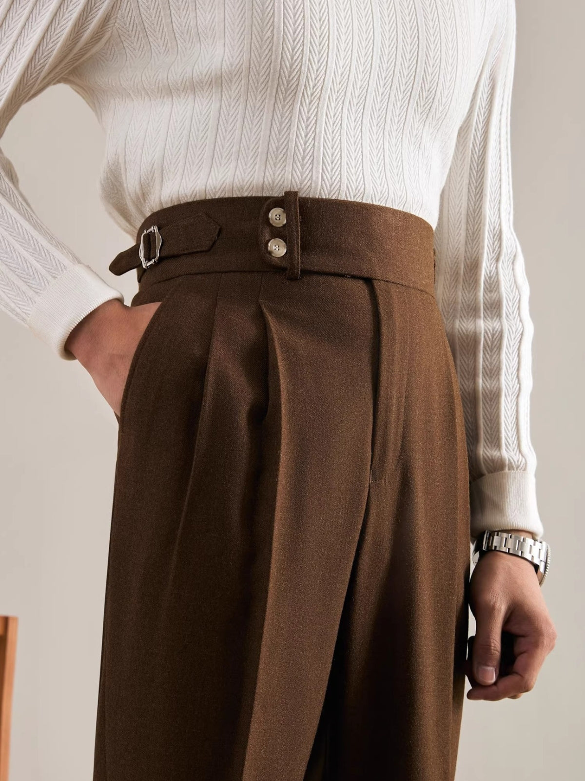 Old Money Straight Leg Italian Drape Trousers