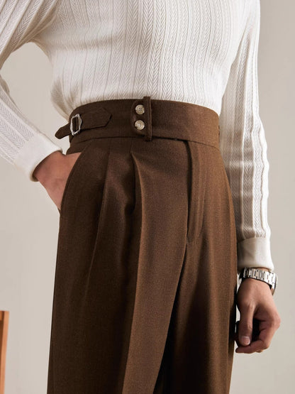 Old Money Straight Leg Italian Drape Trousers
