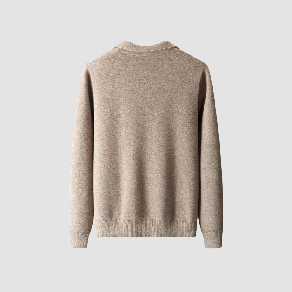 Old Money Woolen Cashmere Lapel Collar Cardigan