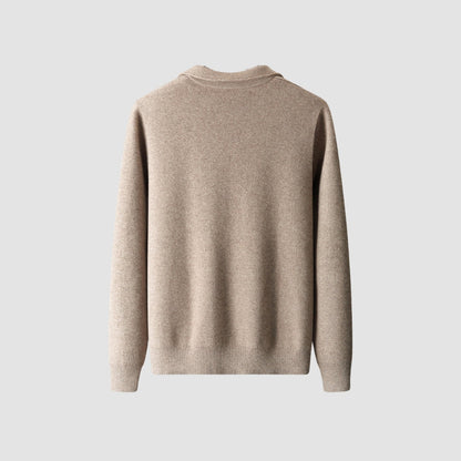 Old Money Woolen Cashmere Lapel Collar Cardigan