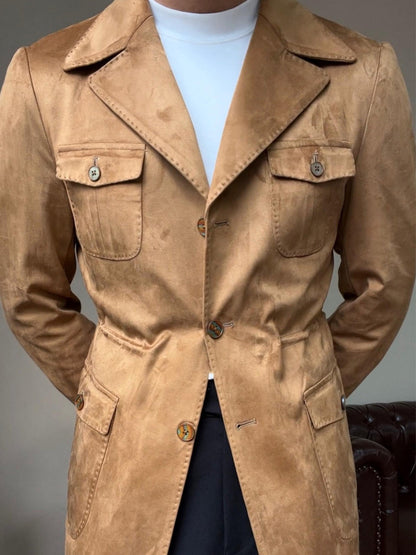 Old Money Italian Slim Fit Velvet Suede Jacket