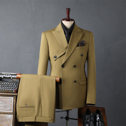 Old Money Double-Breasted Three-Piece Suit