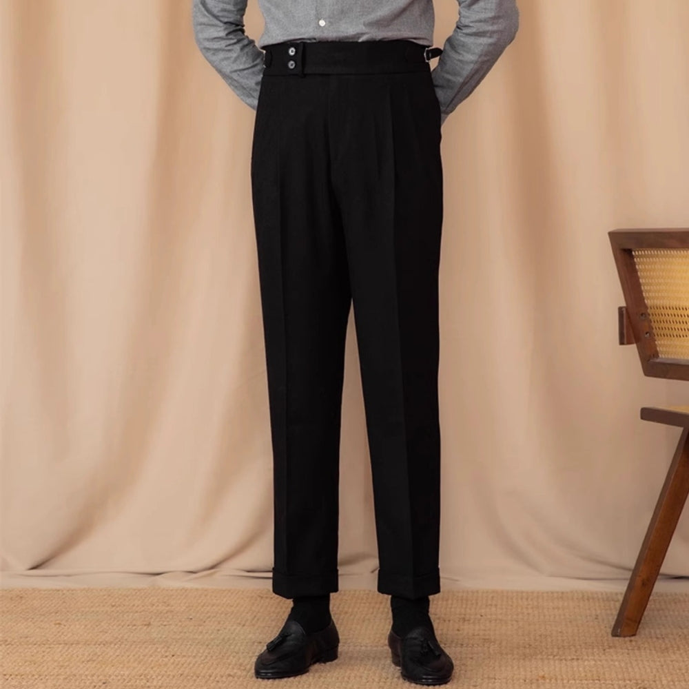 Old Money Adjustable Buckle High Waist Straight Suit Pants