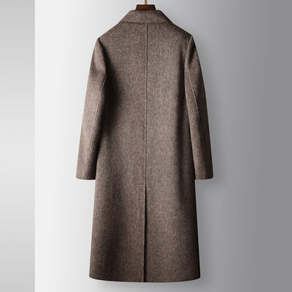 Old Money Double-Breasted Knee-Length Woolen Coat