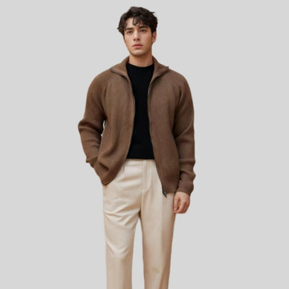 Old Money Thick Knitted Zipper Sweater Cardigan