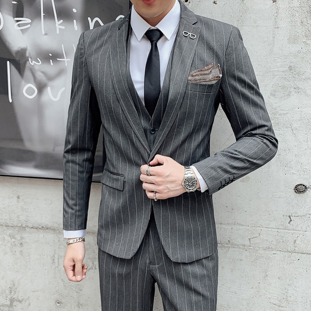 Old Money Classic Three-Piece Business Suit