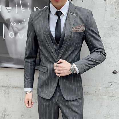 Old Money Classic Three-Piece Business Suit