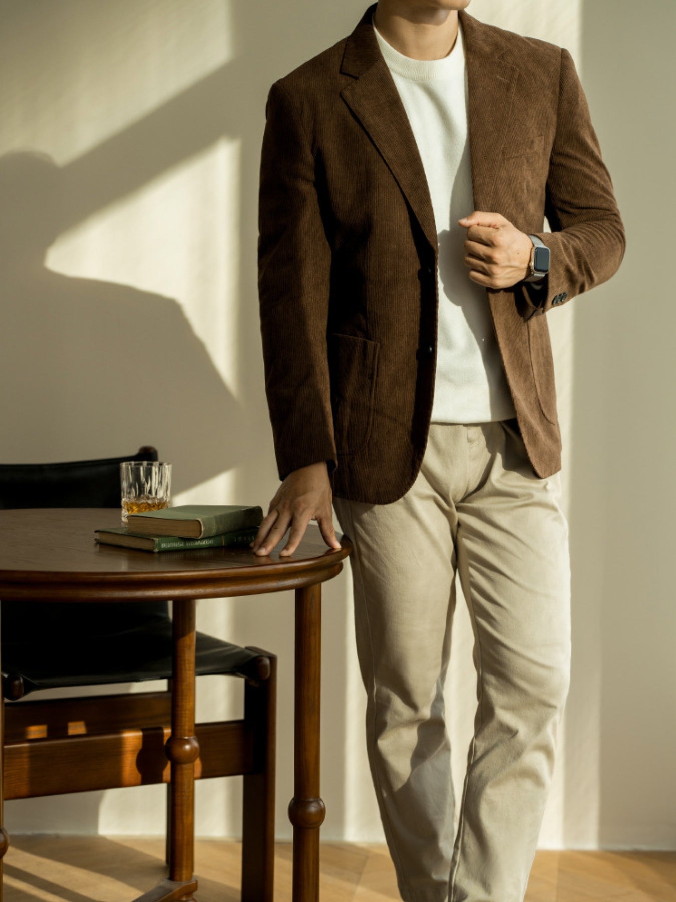 Old Money Corduroy Slim Fit Casual Suit Jacket