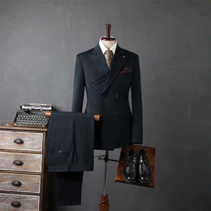 Old Money Double-Breasted Three-Piece Suit