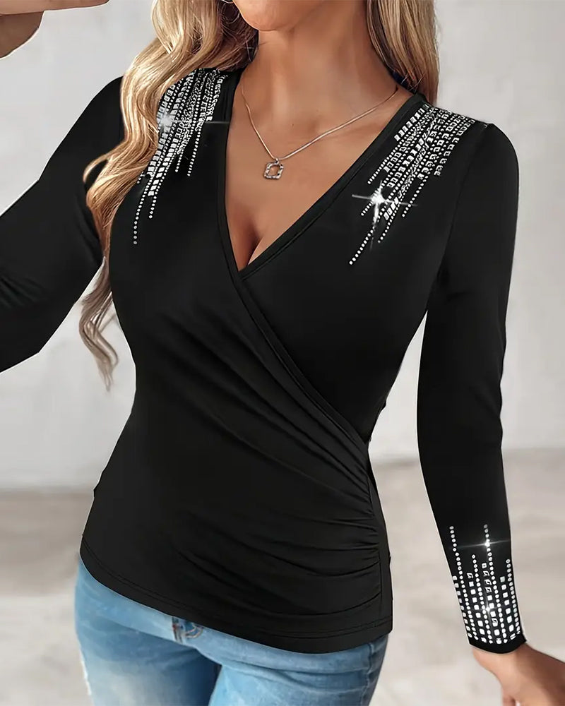 Top Brave V-Ring Diamond Long Sleeve