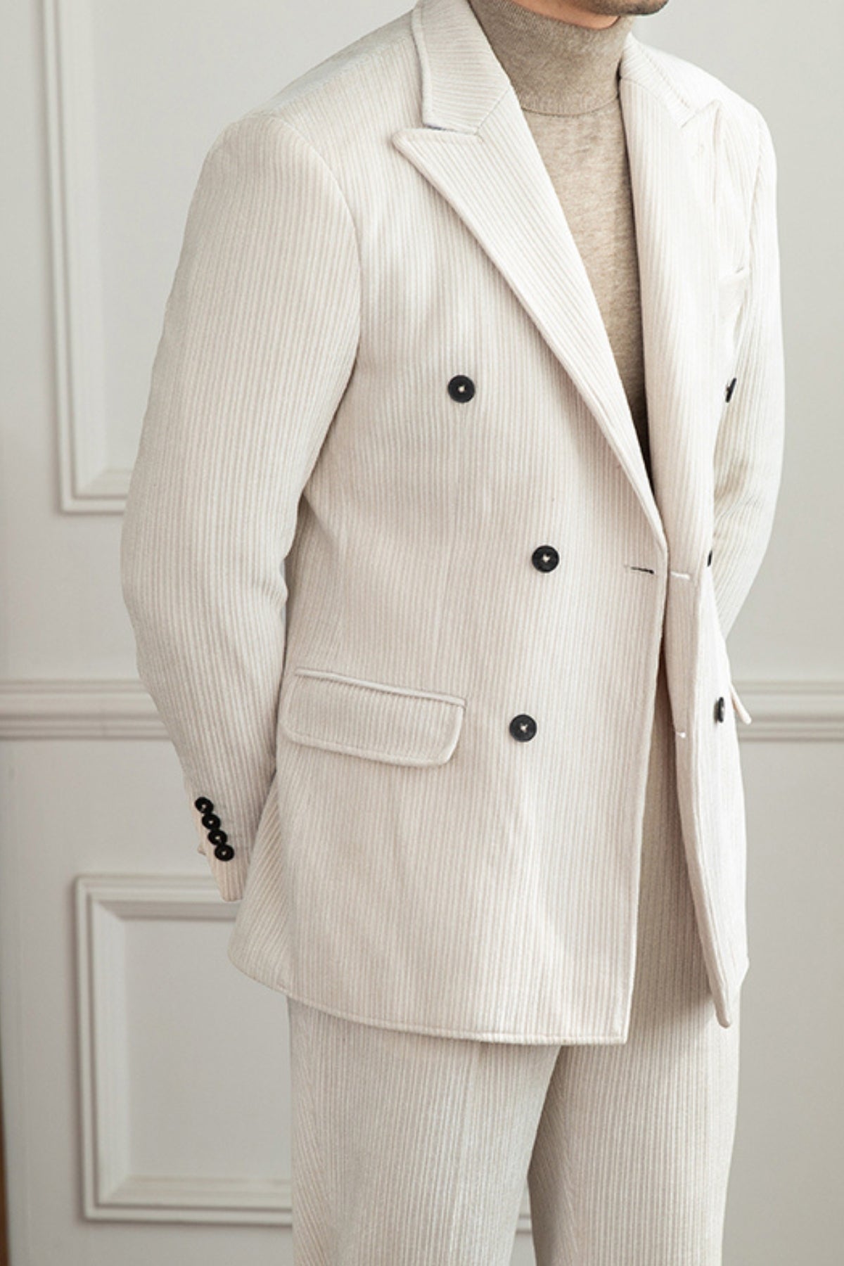 Old Money Winter Corduroy Slim-Fit Suit