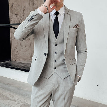 Old Money Classic Three-Piece Business Suit