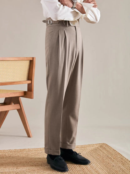 Old Money Straight Leg Italian Drape Trousers