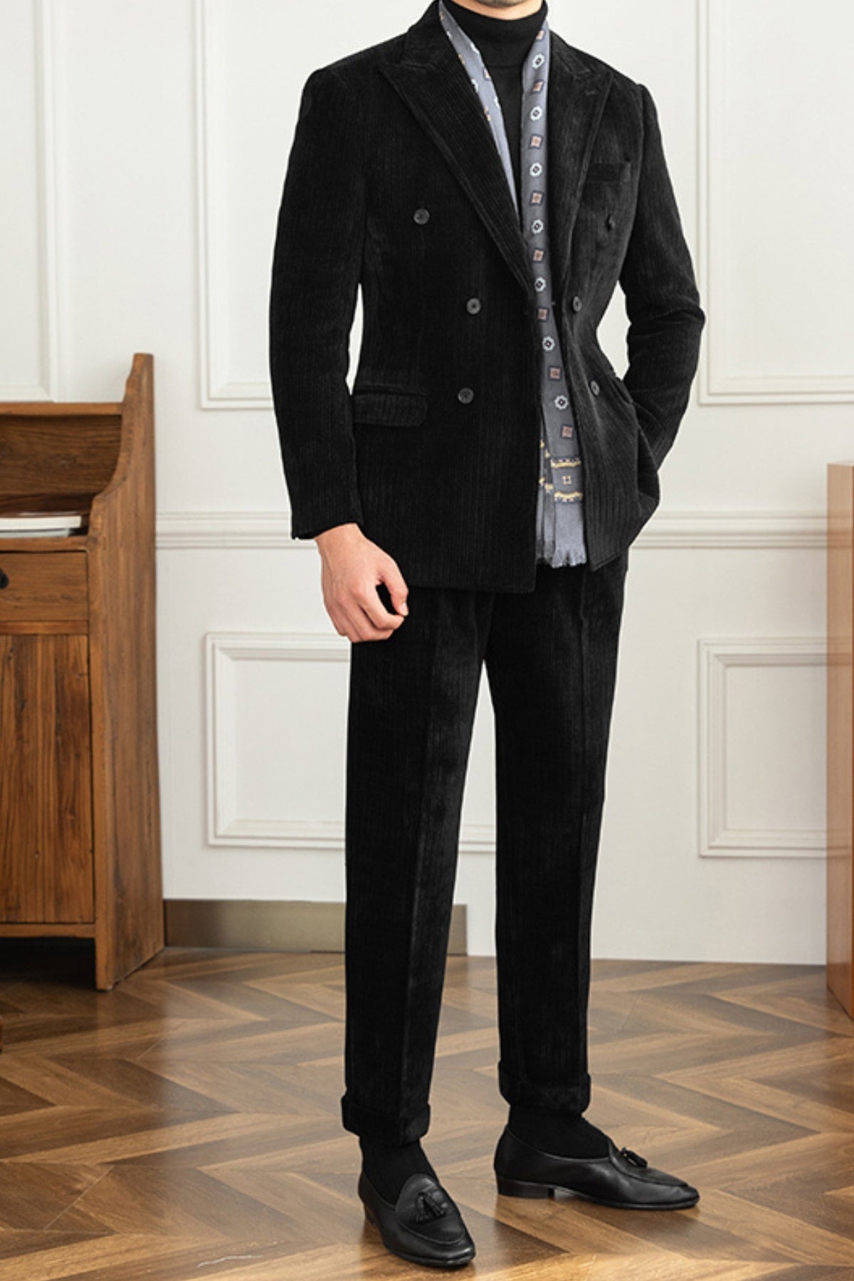 Old Money Winter Corduroy Slim-Fit Suit
