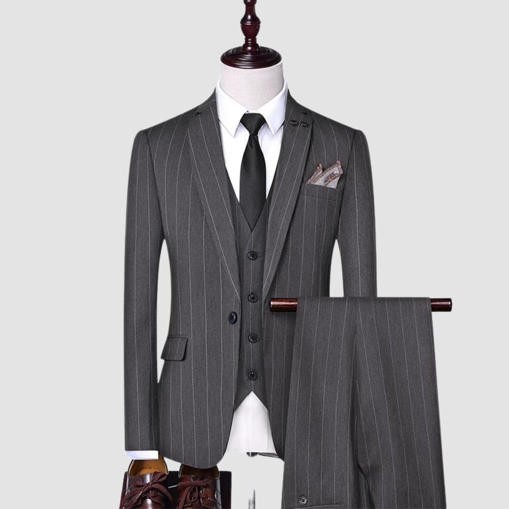 Old Money Classic Three-Piece Business Suit