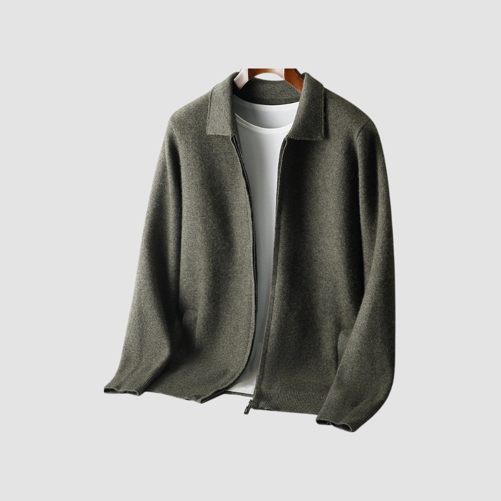 Old Money Woolen Cashmere Lapel Collar Cardigan
