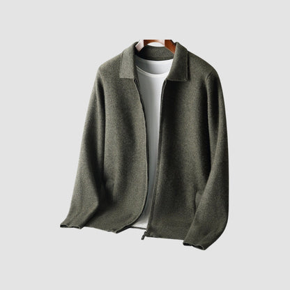 Old Money Woolen Cashmere Lapel Collar Cardigan