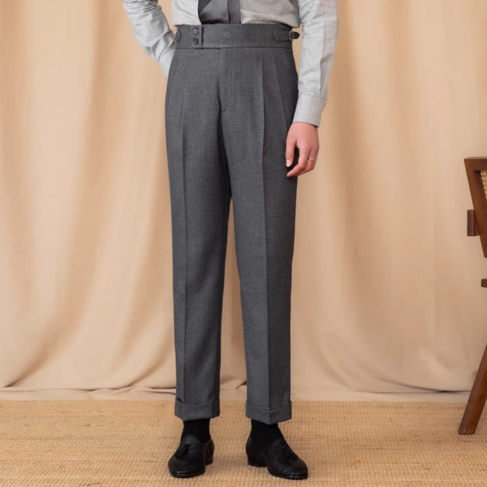 Old Money Adjustable Buckle High Waist Straight Suit Pants