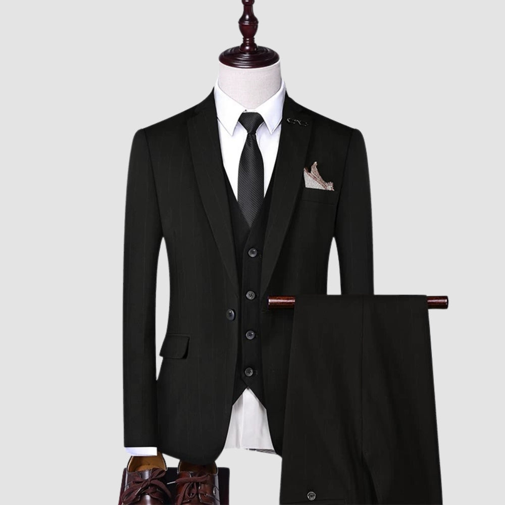 Old Money Classic Three-Piece Business Suit