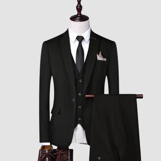 Old Money Classic Three-Piece Business Suit