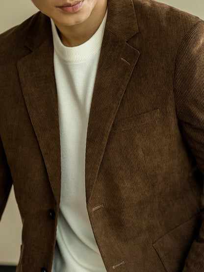 Old Money Corduroy Slim Fit Casual Suit Jacket