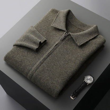 Old Money Woolen Cashmere Lapel Collar Cardigan