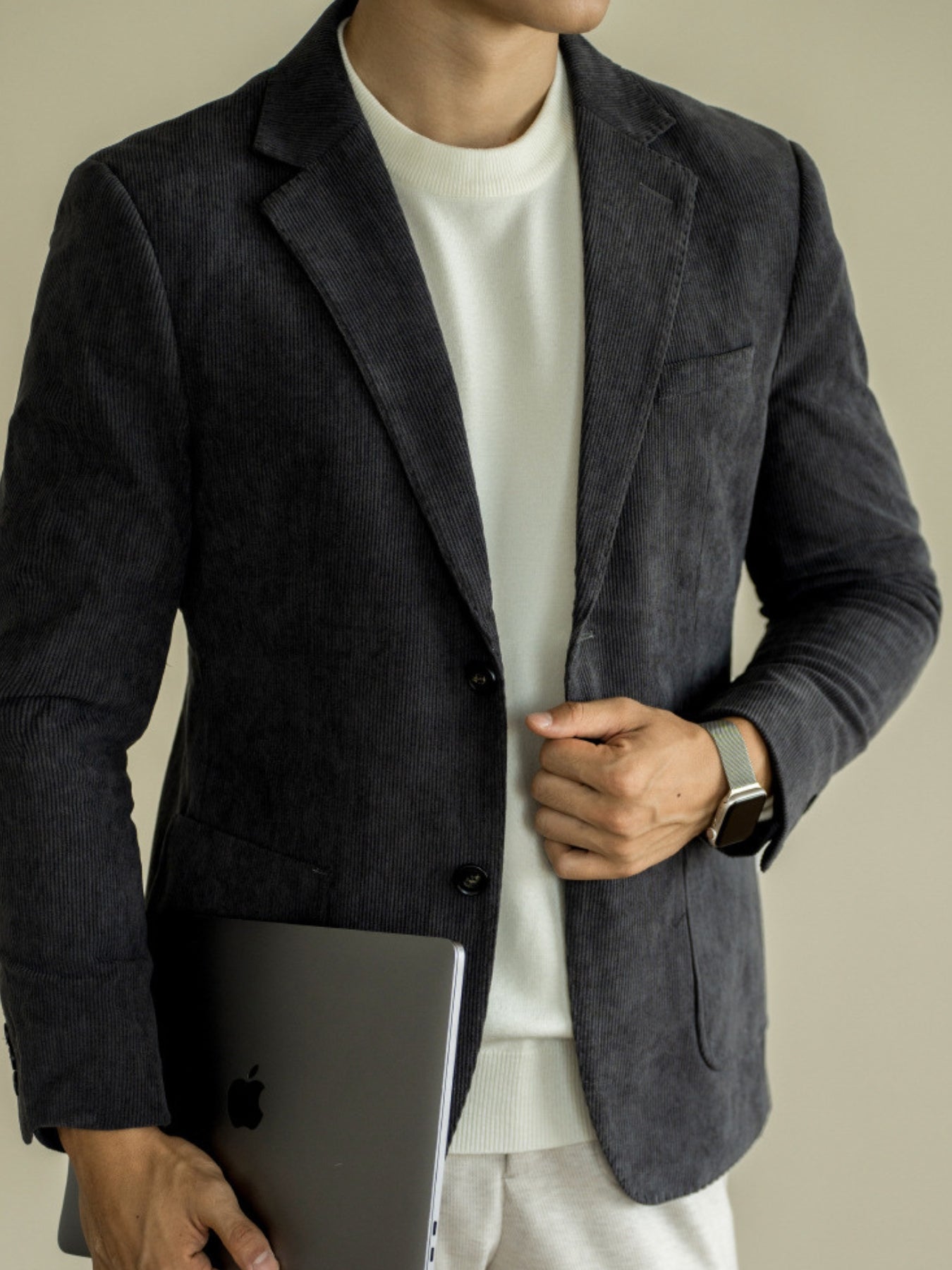 Old Money Corduroy Slim Fit Casual Suit Jacket