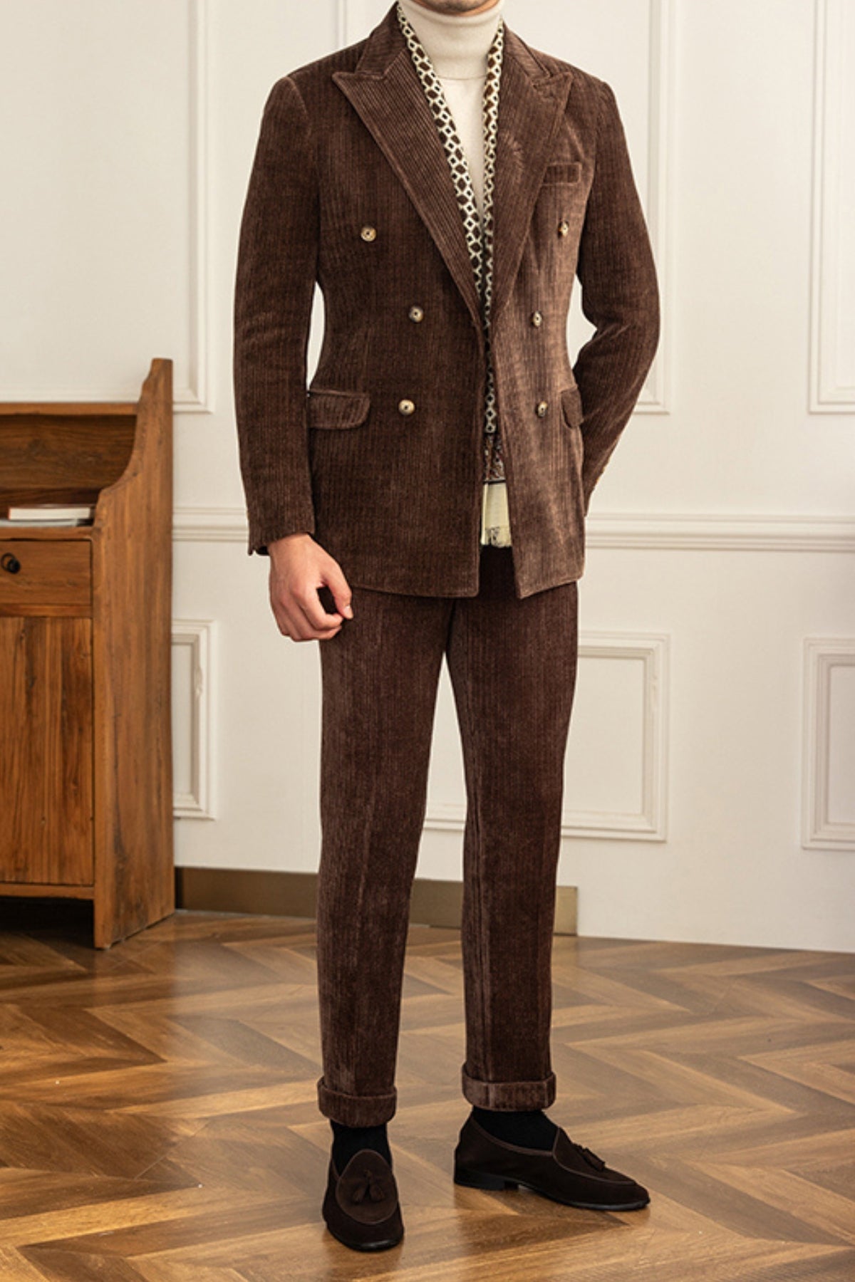 Old Money Winter Corduroy Slim-Fit Suit