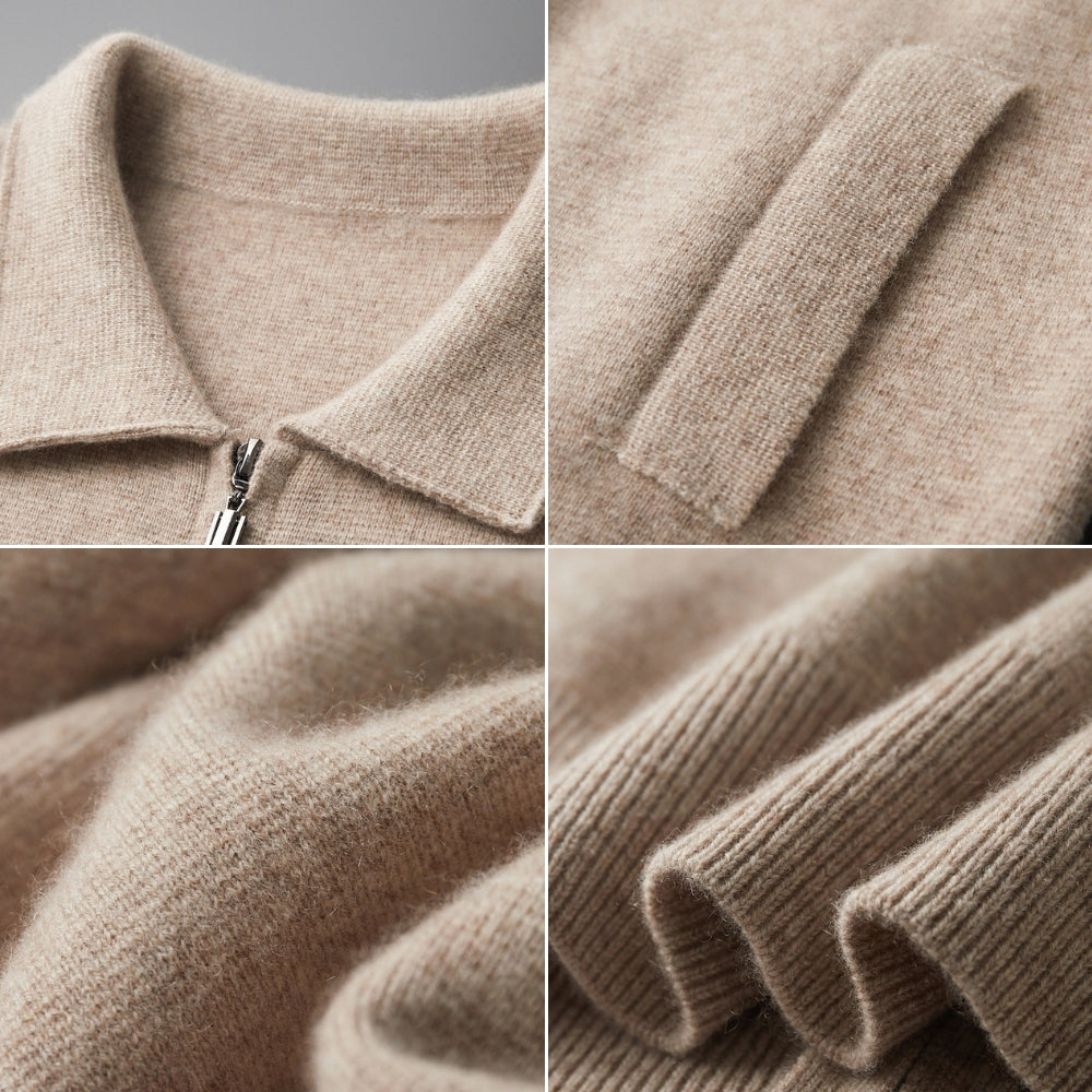 Old Money Woolen Cashmere Lapel Collar Cardigan