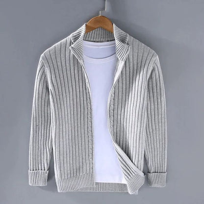 RAVELLO RIBBED ZIP CARDIGAN