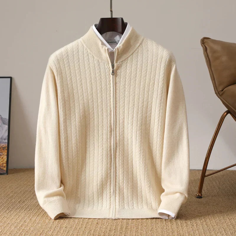 Old Money 100% Merino Wool Full Zip Jumper