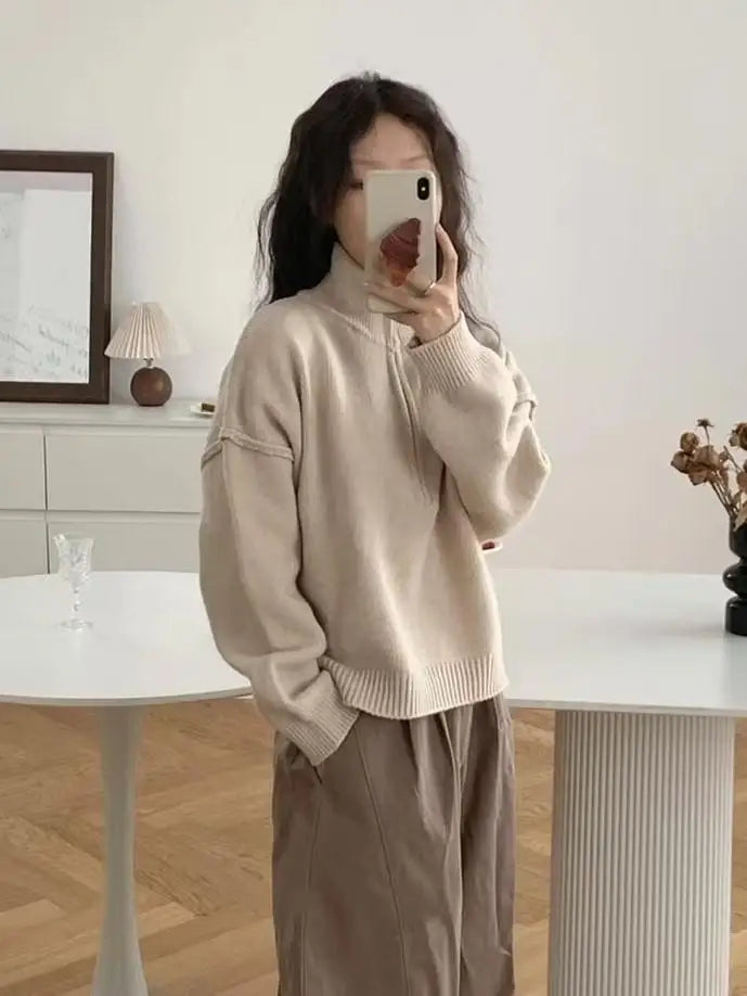 Aurora - High Neck Knit Sweater